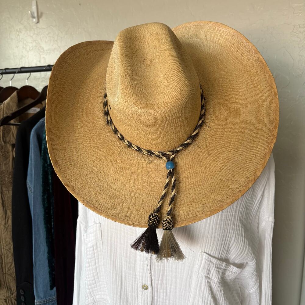 Cowboy Hat Horsehair Band Palm Hat La Providencia 30X Size 6 5/8 Mexico - Picture 2 of 16